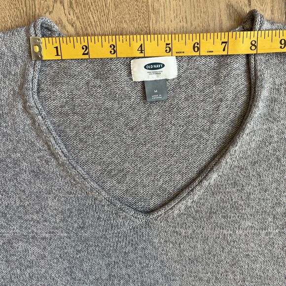 Old Navy V Neck Sweater Womens Medium Gray Heathered Long Sleeve - Picture 4 of 9